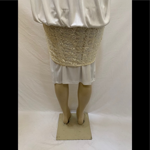 VTG 80s Judys Size 11 White Drop Waist Dress - Picture 8 of 11